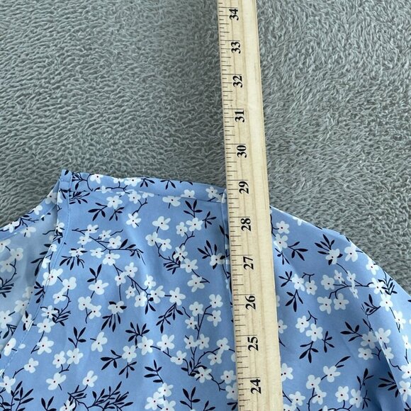 Mario Serrani Womens Blue Floral Print 3/4 Sleeve Blouse XXL NWT 2443 - Picture 6 of 9